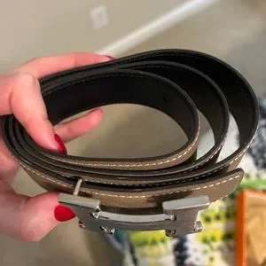 Women\'s Hermes belt, grey and black reversible. Size 85 Hermes Grey Leather H Logo Constance Reversible Belt 85 CM  main image 2